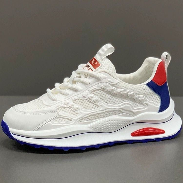 Men's breathable mesh shoes, summer hollow-out running shoes, comfortable soft sole student trendy shoes, lightweight mesh white sneakers