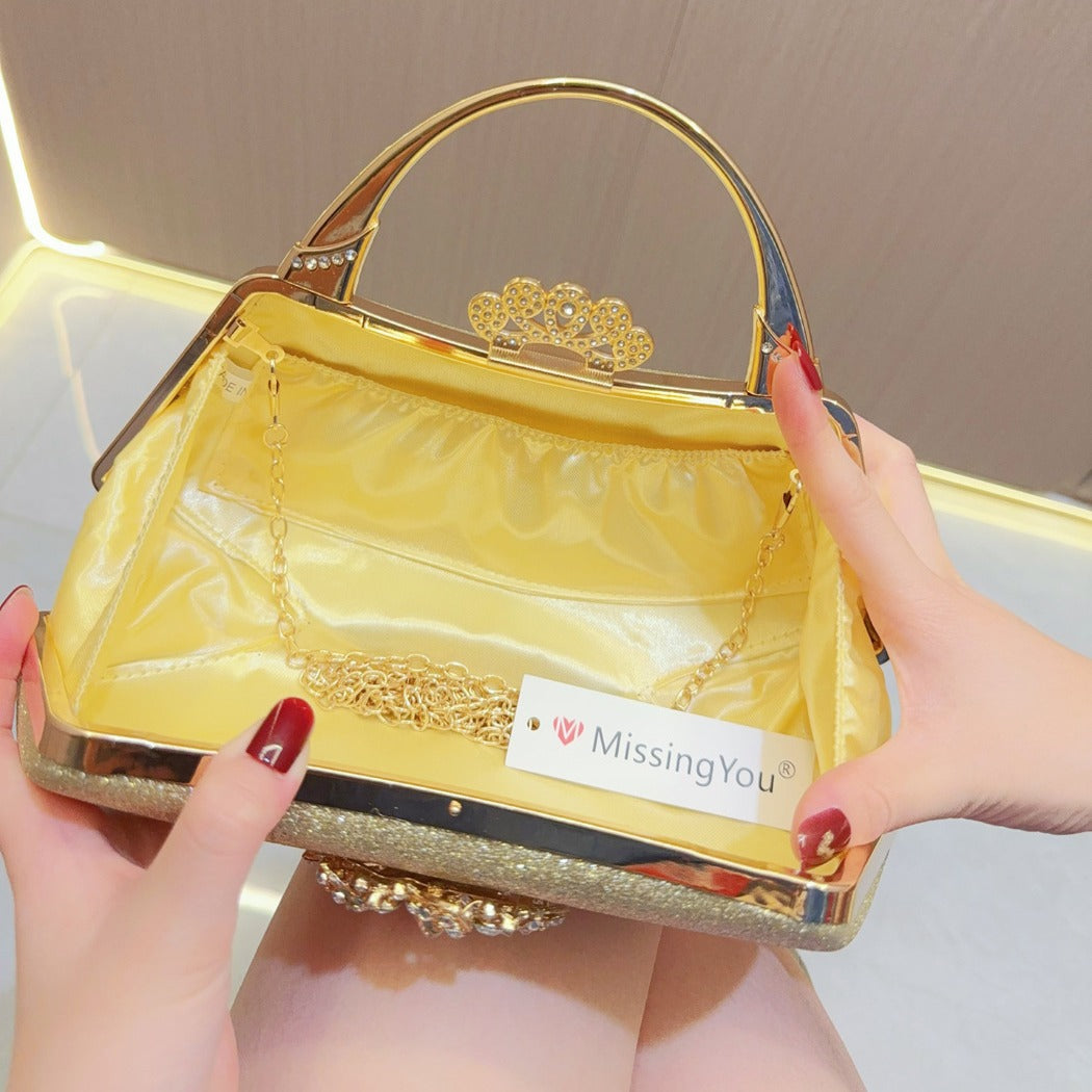 New diamond-encrusted hand bag wedding dress small bag women's birthday bar party banquet bag oblique span dinner bag