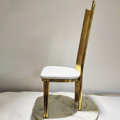 Modern minimalist light luxury stainless steel conference dining chair hotel wedding banquet creative straight back design leather fabric chair