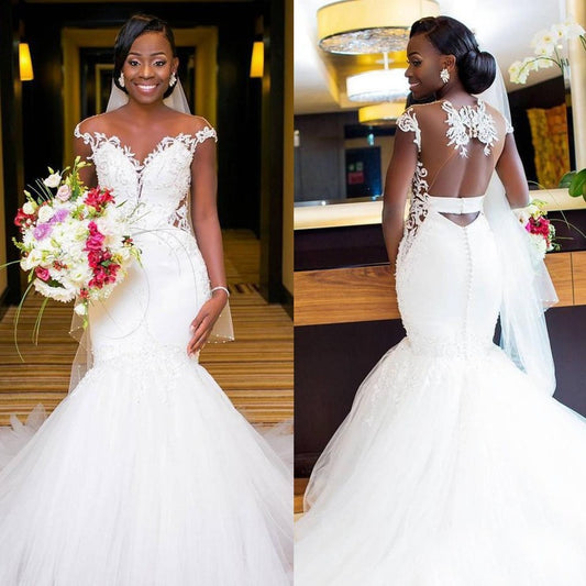 2026 new fishtail bridal gown: elegant, figure-flattering, off-the-shoulder, minimalist european wedding dress