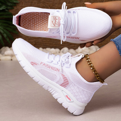Women's spring collection: breathable athletic shoes - stylish, versatile flyknit sneakers with soft soles for all-day comfort. comfortable mesh upper