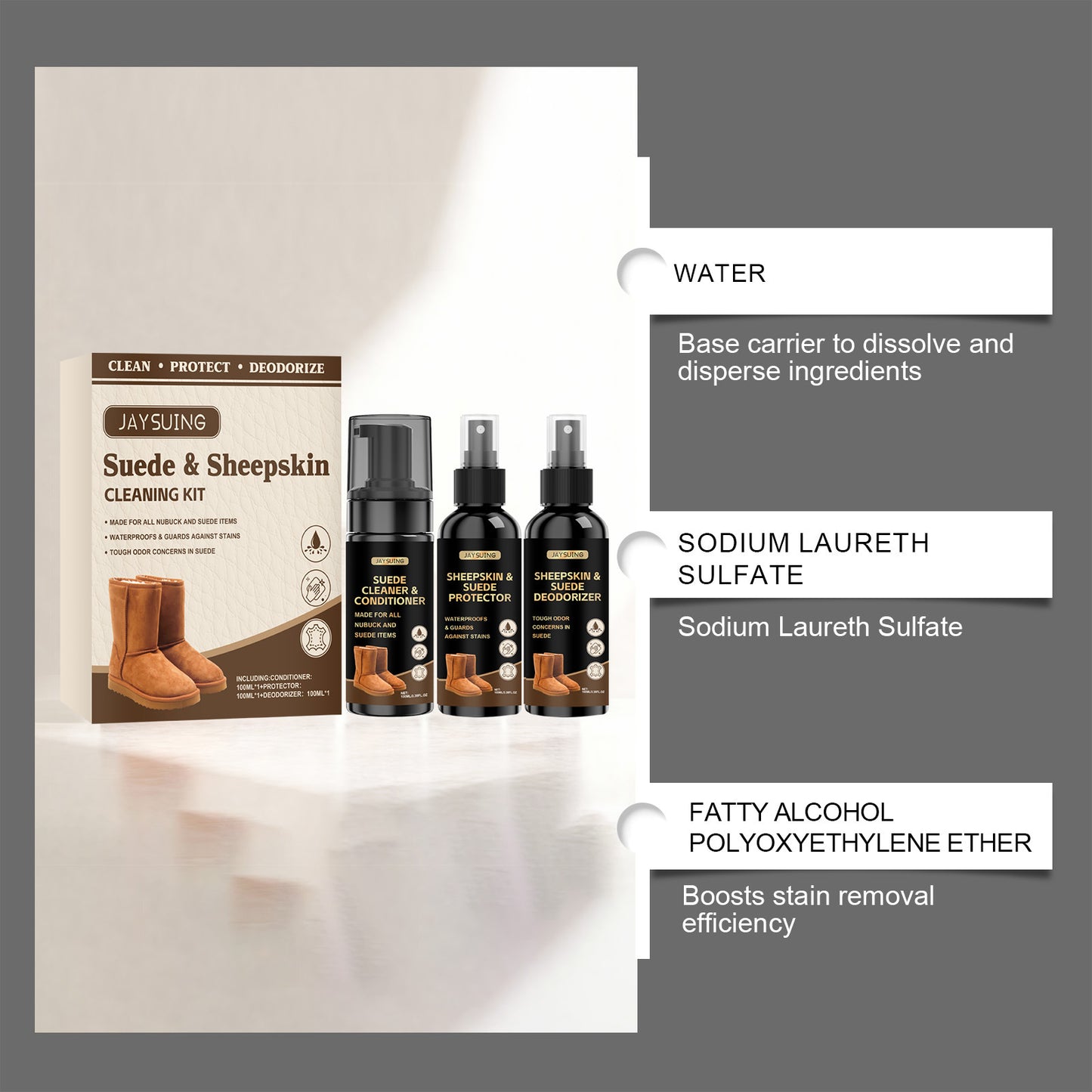 JAYSUING shoe care set, suede suede, suitable for gentle cleaning and decontamination, daily shoe care