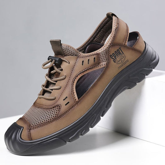 Sandals men's summernew arrivalcut out wading shoes breathable mesh hole shoes soft bottom toe shoes men's cross-border wholesale