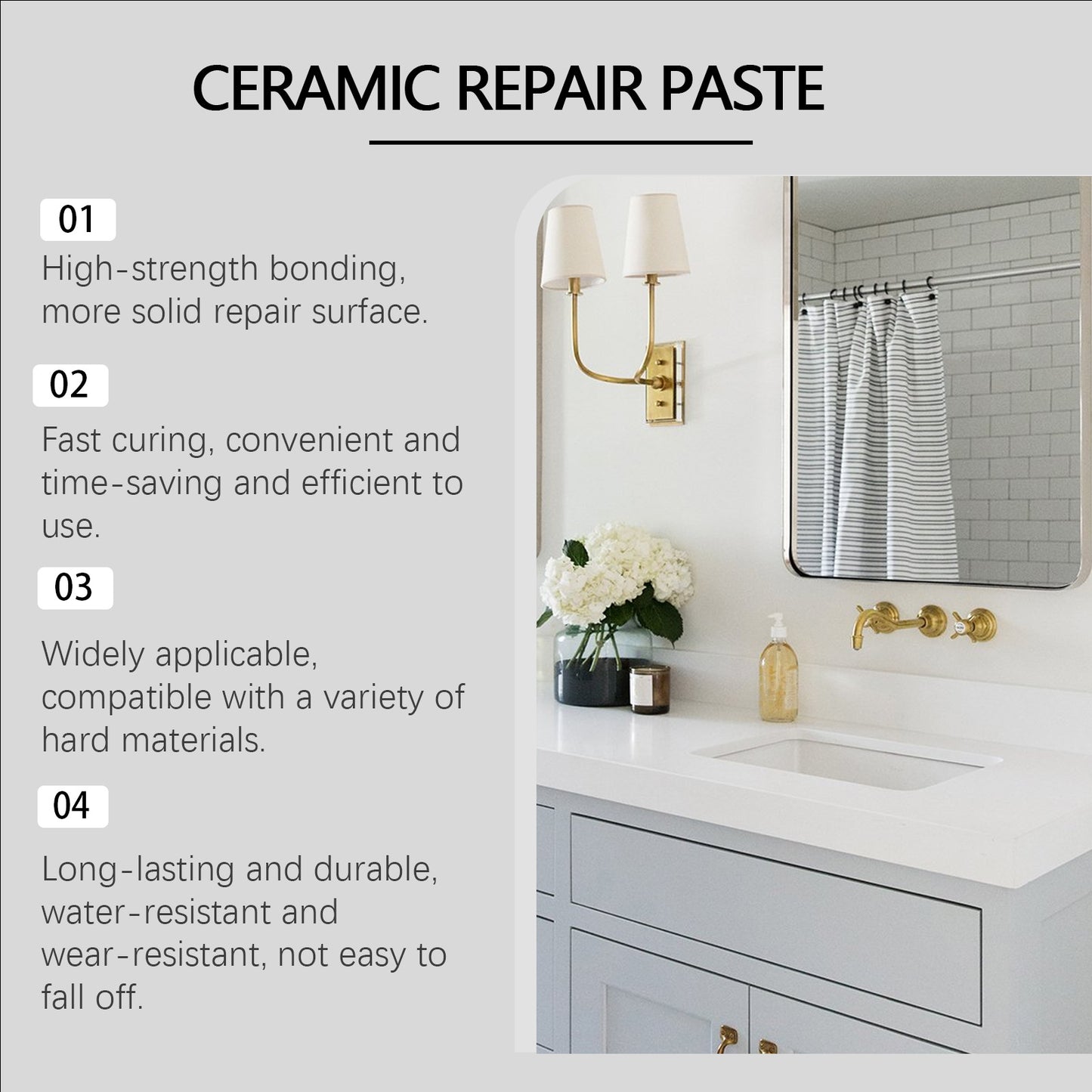 Jaysuing Tile Repair Cream AB Set, Tile Surface Cracking Gap Repair Refurbishment Leak Repair Sealant