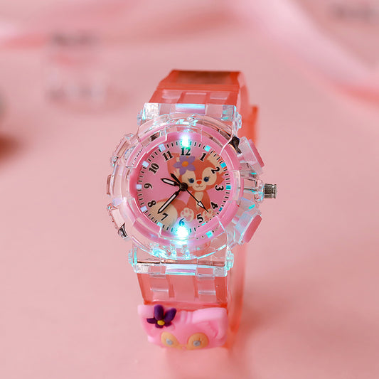Kids' cartoon colorful kuromi luminous digital watch - girls' style, suitable for elementary and middle school students, digital pointer quartz watch