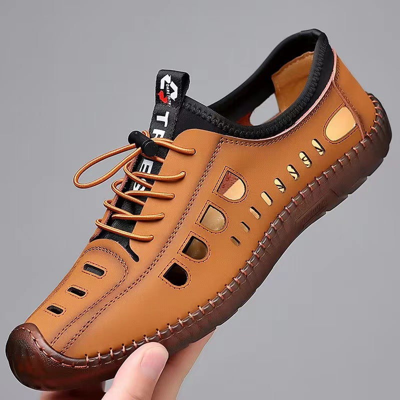 Soft-soled, breathable men's shoes, 2025 new korean style fashion casual shoes, hand-stitched driving shoes with tendon outsole