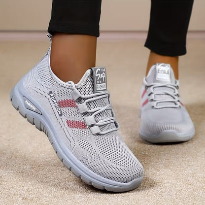 Women's flyknit casual shoes - spring collection: breathable mesh, comfortable slip-ons, chunky sole, versatile footwear