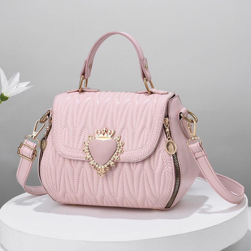 Trendy women's bags 2024 new large capacity embossed round bag fashionable textured crossbody handbag - dropshipping available