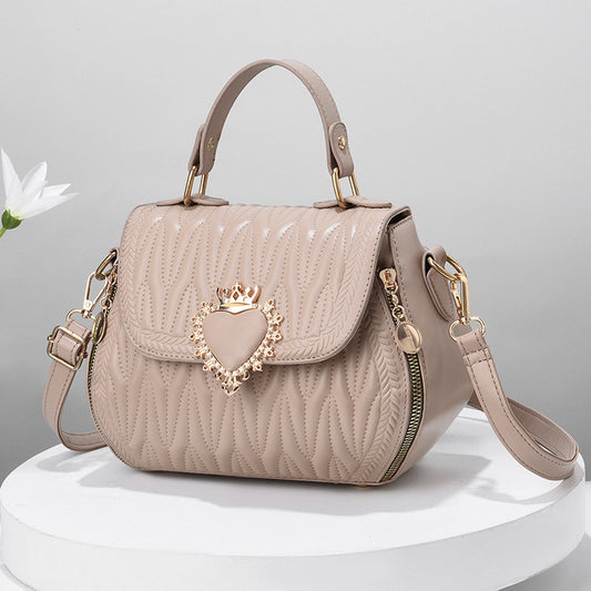 Trendy women's bags 2024 new large capacity embossed round bag fashionable textured crossbody handbag - dropshipping available