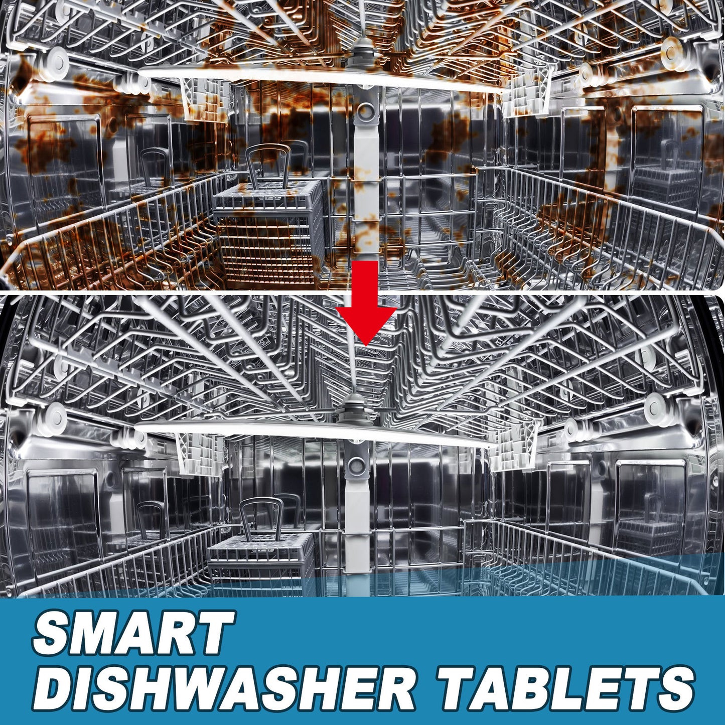 OUHOE dishwasher dirt removal tablets, cleaning heavy oil stains, water stains, odors, kitchen and bathroom home dishwasher cleaning tablets