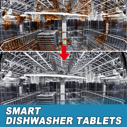 OUHOE dishwasher dirt removal tablets, cleaning heavy oil stains, water stains, odors, kitchen and bathroom home dishwasher cleaning tablets