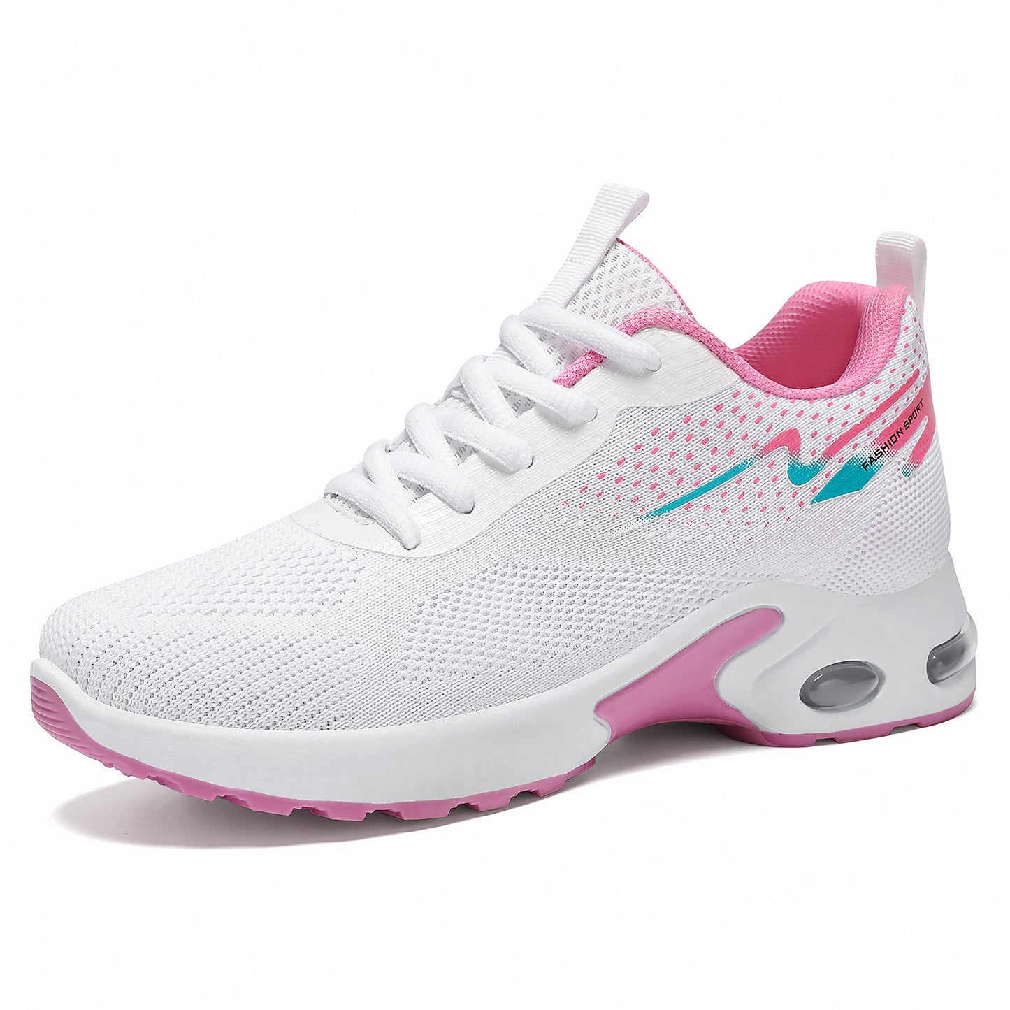 Women's new air cushion sneakers, cross-border thick-soled running shoes, plus size breathable flats, flyknit mesh shoes for women