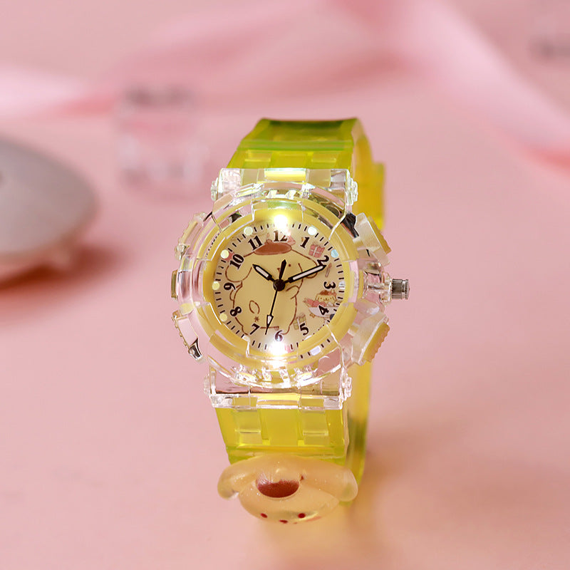 Kids' cartoon colorful kuromi luminous digital watch - girls' style, suitable for elementary and middle school students, digital pointer quartz watch
