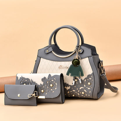 Hollow-out women's handbag 2026 new style ladies' three-piece set, foreign trade tote, shoulder bag, crossbody commuter bag - dropshipping available