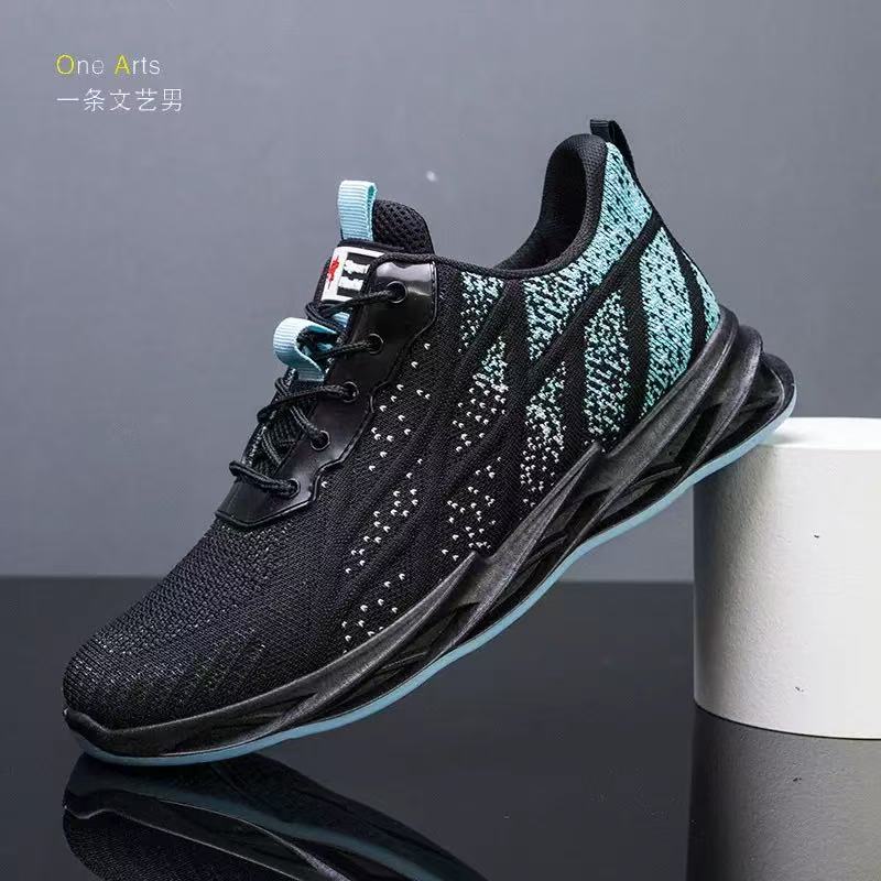 Cross-border men's shoes: new korean style fashionable men's shoes, breathable flyknit yeezy sneakers, soft sole athletic casual trendy shoes - wholesale