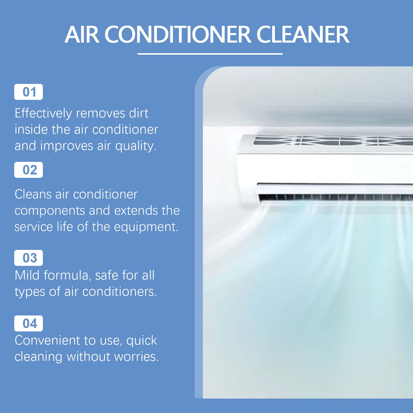 Jue-Fish air conditioner cleaner, household air conditioner on-hook, no dismantling, no washing, odor removal, descaling foam air conditioner cleaning