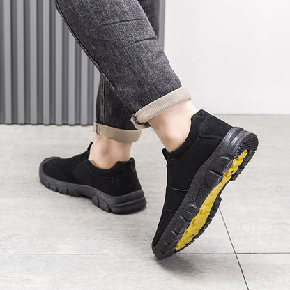 Men's spring and autumn slip-on work shoes, thick-soled, wear-resistant, walking shoes, low-top, non-slip outdoor work shoes, men's cross-border