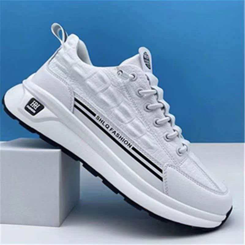 Men's new korean style leather casual shoes, fashionable low-top sneakers, soft sole slip-ons
