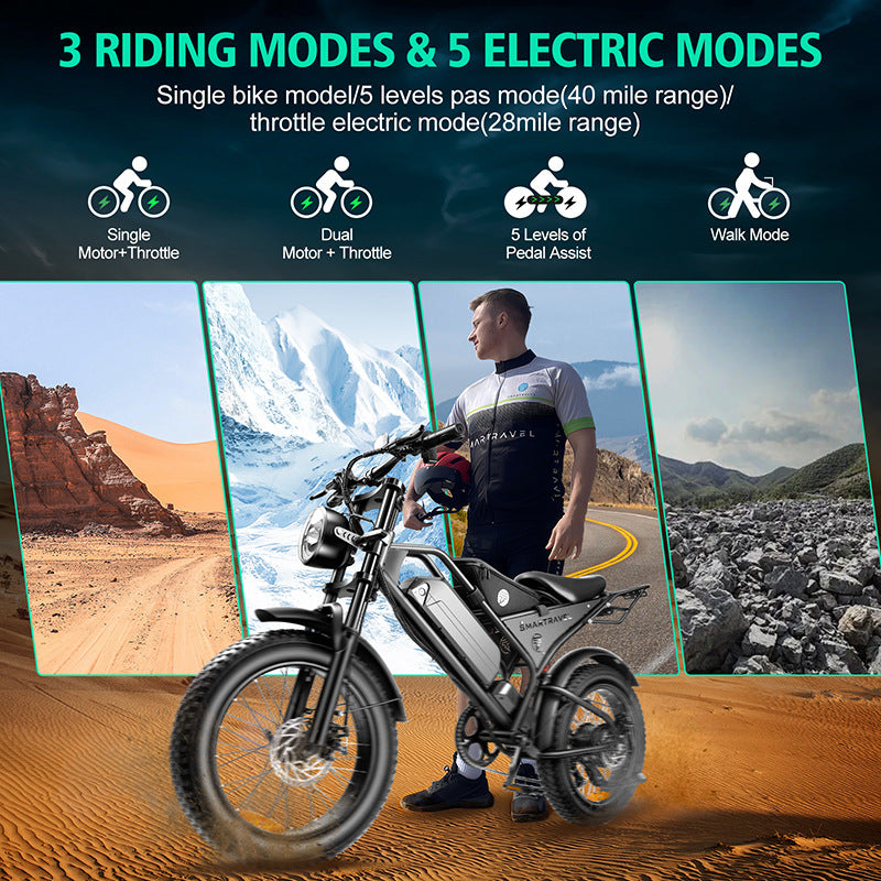 Electric bicycle long battery life 20 inch fat tire off-road mountain imitation motorcycle retro beach snow foreign trade motorcycle