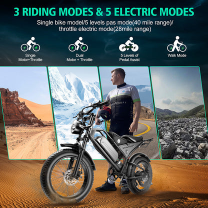 Electric bicycle long battery life 20 inch fat tire off-road mountain imitation motorcycle retro beach snow foreign trade motorcycle