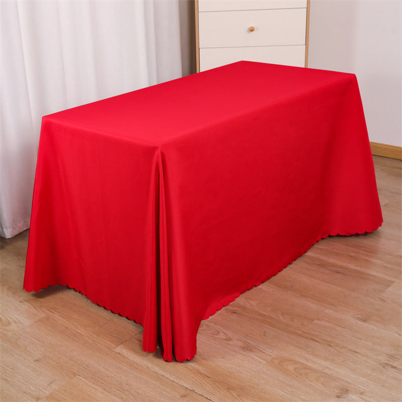 Tablecloth wedding event stall meeting engagement tablecloth red long table wholesale rectangular white polyester tablecloth