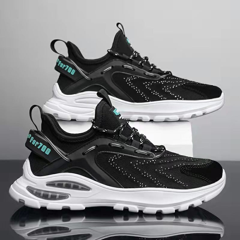 Men's mesh sneakers 2025 new korean style breathable casual shoes flyknit air cushion trendy running shoes cross-border wholesale