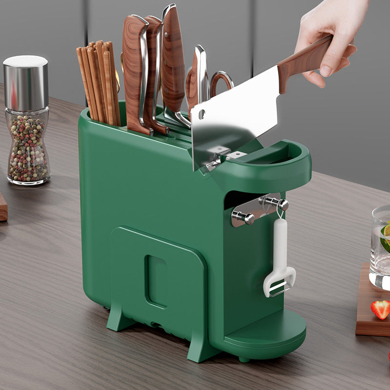 Kitchen knife holder organizer - multifunctional storage rack for knives, chopsticks, cutting boards, pot lids, and utensils