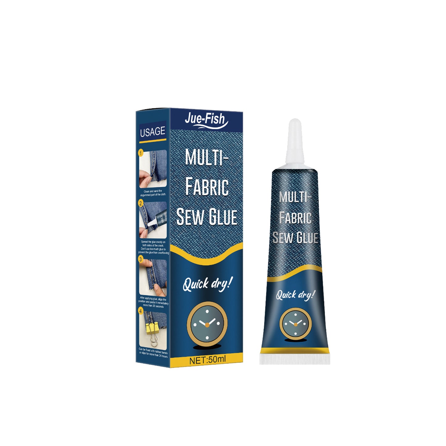 JUE-FISH Fabric sewing glue, special glue for clothes, printed pants, insoles, jeans, ripped fabric glue