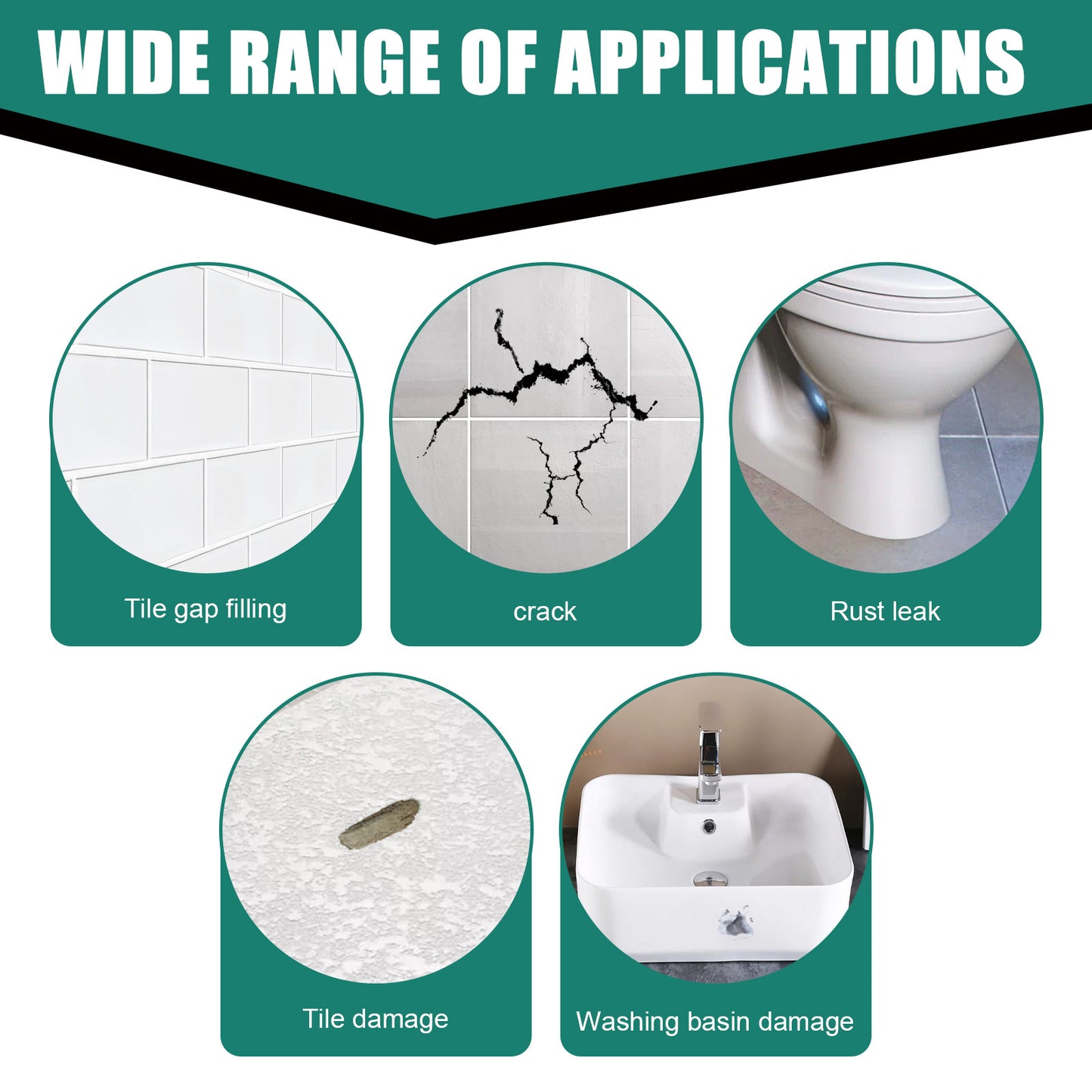 Jue-Fish Tile Repair Cream, Marble Bathtub Furniture Toilet Crack Repair Tile Quick-Drying Adhesive