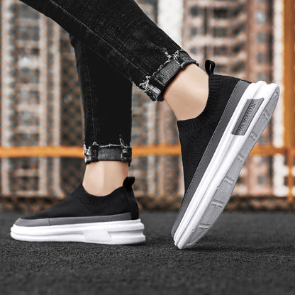 Men's shoes 2025 spring/summer new arrivals: slip-on athletic shoes with sock-lining, breathable, korean style fashion casual sneakers