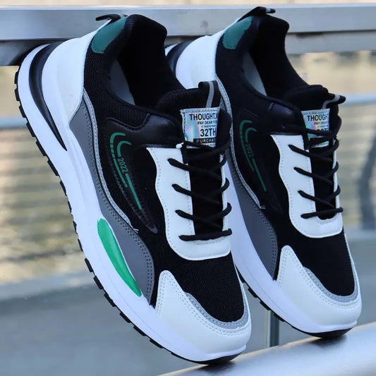 Soft-soled sneakers for men, 2025 spring/summer collection. breathable fly-knit casual shoes, trendy running shoes, korean-style low-top sneakers for men