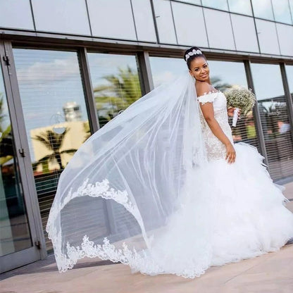 European and american style one-shoulder train wedding dress - new summer collection for outdoor engagements and weddings