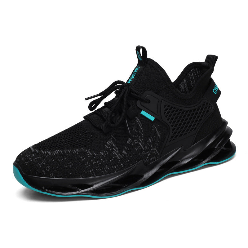 Mesh casual men's shoes 2025 new flyknit breathable solid color blade shoes trendy running sneakers cross-border export