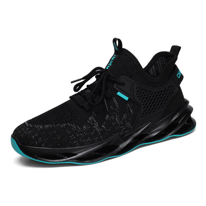 Mesh casual men's shoes 2025 new flyknit breathable solid color blade shoes trendy running sneakers cross-border export