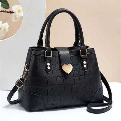 2026 new style chic minimalist embossed crocodile pattern handbag shoulder bag crossbody bag large capacity solid color mom bag