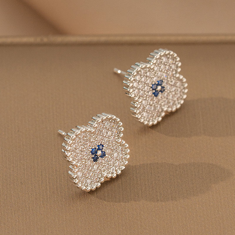 Copper inlaid with zirconium elegantbest selling flower four-leaf clover necklace women's insfashion electroplated accessible luxury earrings pendant jewelry