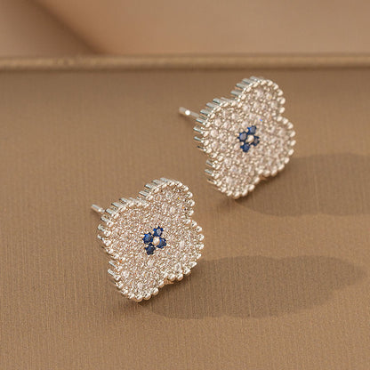 Copper inlaid with zirconium elegantbest selling flower four-leaf clover necklace women's insfashion electroplated accessible luxury earrings pendant jewelry