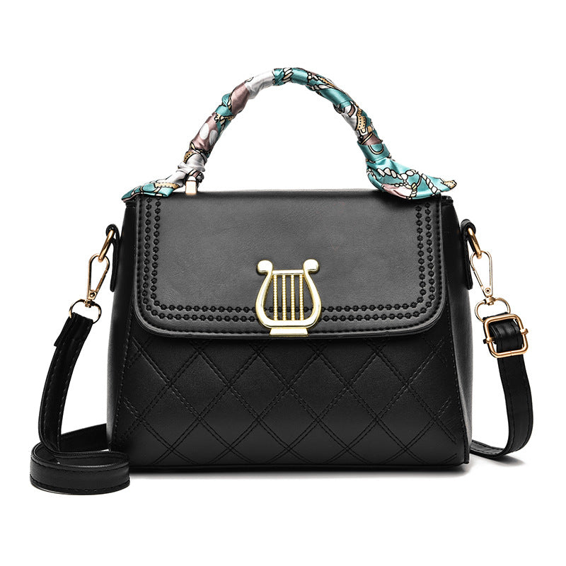 2026 winter new arrival: stylish argyle scarf accent mini square bag - chic ribbon women's shoulder bag - dropshipping available