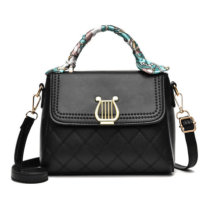 2026 winter new arrival: stylish argyle scarf accent mini square bag - chic ribbon women's shoulder bag - dropshipping available