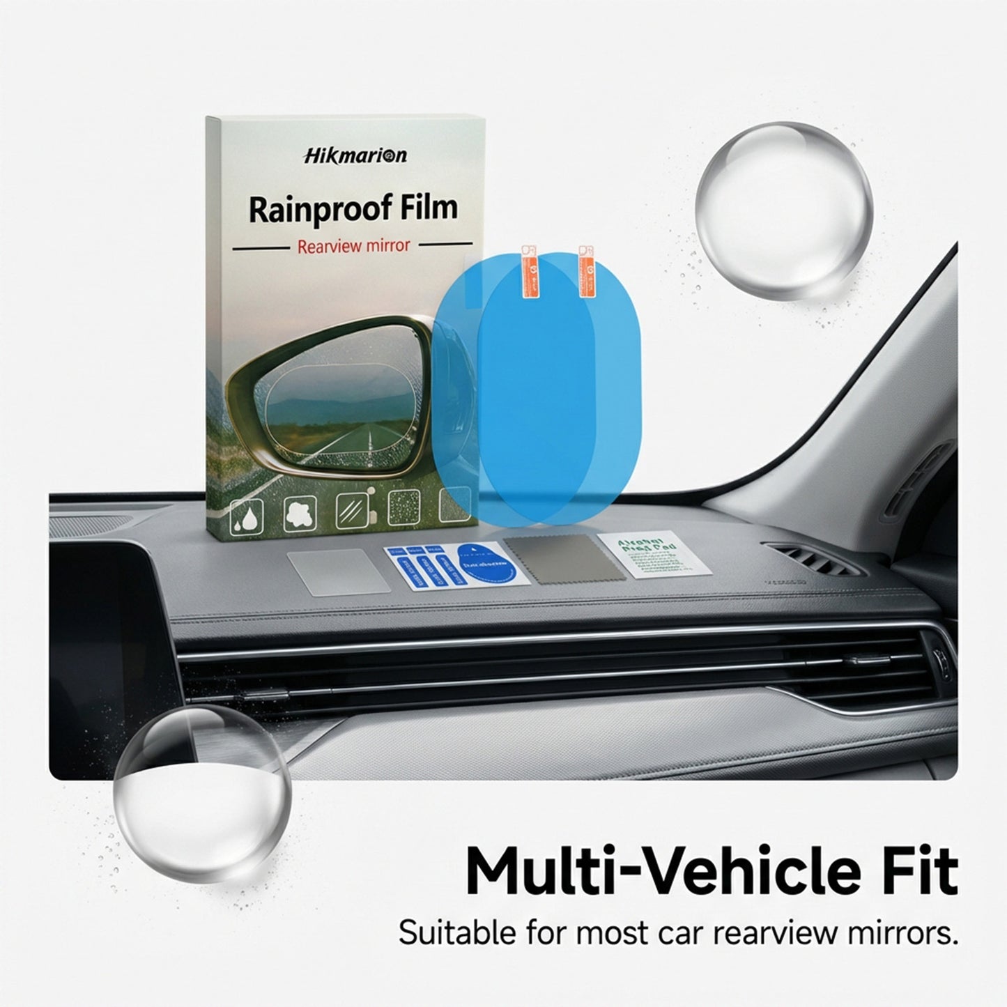 Hikmarion car rearview mirror rainproof sticker to relieve water hanging on the mirror surface and keep the driving vision clear in rainy days