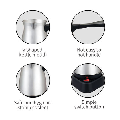 Cross-border stainless steel turkish coffee pot, convenient electric water kettle, wine, hot milk tea, tea, coffee pot, water kettle