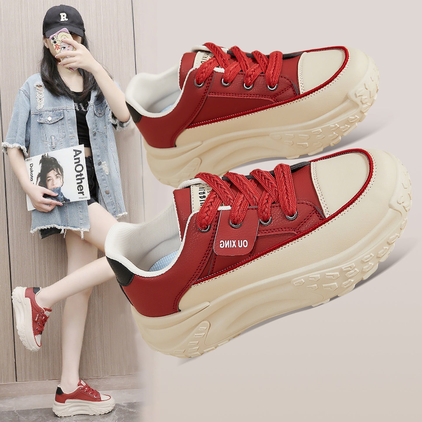 Women's spring collection: height-boosting, versatile, and stylish canvas shoes - comfortable, soft-soled, trendy casual flats