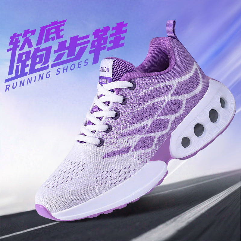 Women's spring sneakers: cushioned, soft-soled running shoes - wholesale, plus size, fashionable, versatile, breathable mesh shoes for cross-border e-commerce