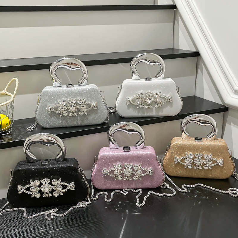 New rhinestone evening dress handbag - shoulder bag, crossbody box bag - elegant party evening clutch