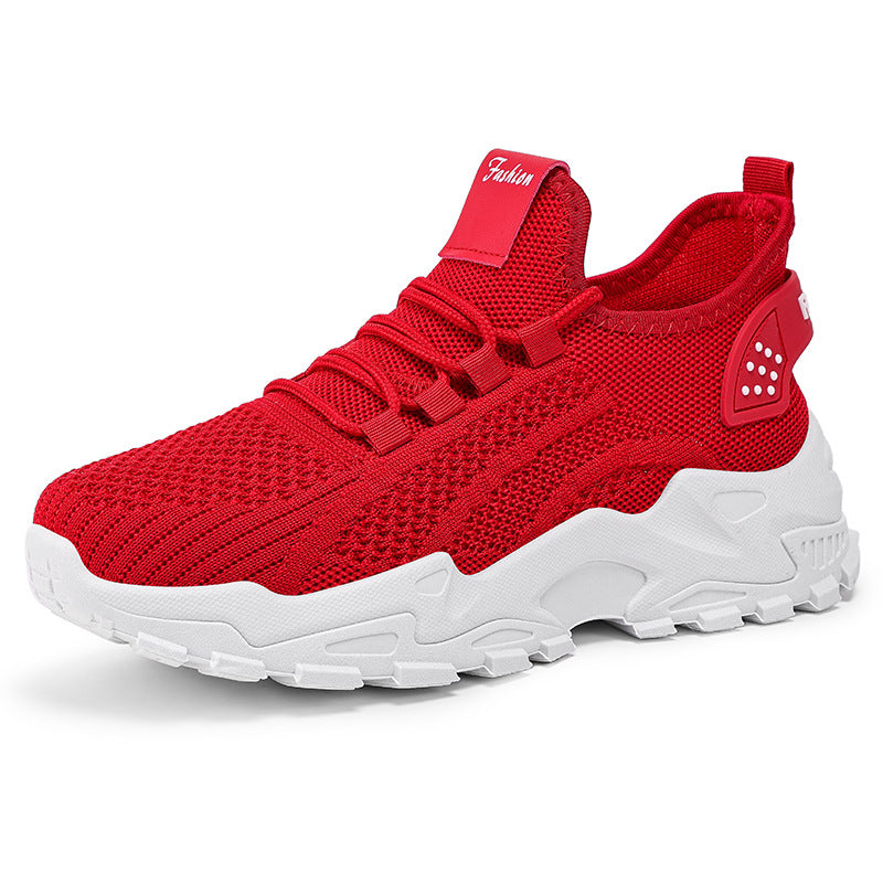 Women's new plus size athletic shoes - cross-border flyknit breathable sneakers, lightweight comfortable mesh shoes, low-cut design, women's size 43