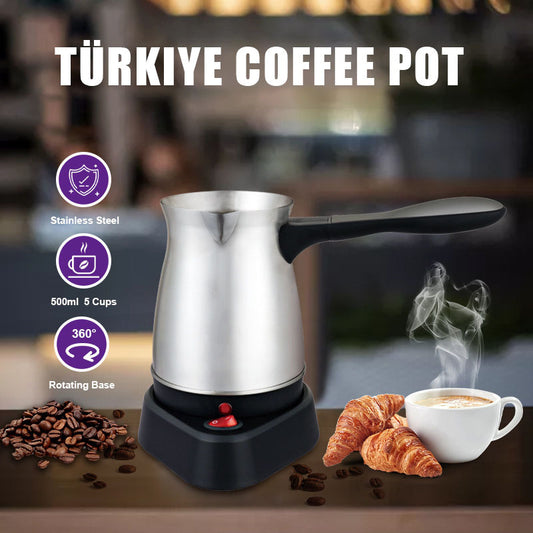 Cross-border stainless steel turkish coffee pot, convenient electric water kettle, wine, hot milk tea, tea, coffee pot, water kettle