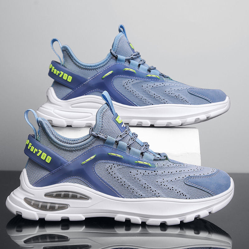 Men's mesh sneakers 2025 new korean style breathable casual shoes flyknit air cushion trendy running shoes cross-border wholesale