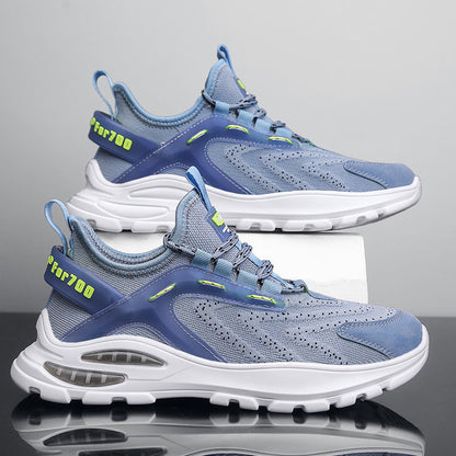 Men's mesh sneakers 2025 new korean style breathable casual shoes flyknit air cushion trendy running shoes cross-border wholesale