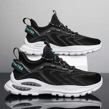 Men's mesh sneakers 2025 new korean style breathable casual shoes flyknit air cushion trendy running shoes cross-border wholesale