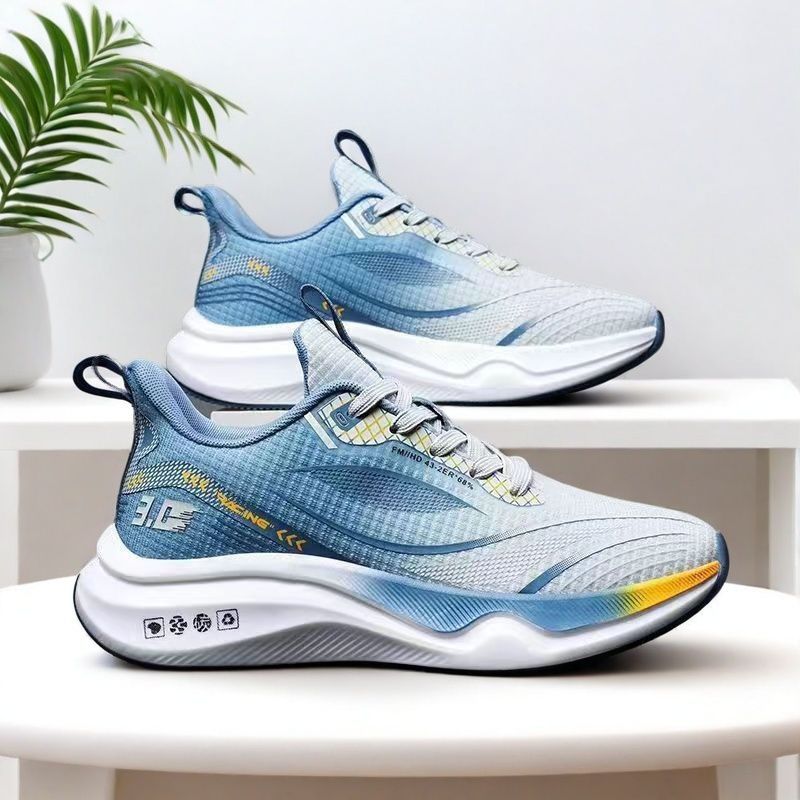 Men's new korean style breathable casual sneakers - trendy youth fashion soft sole lightweight flyknit running shoes